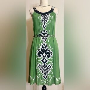 Vintage Y2K Boho Tribal Green and Black Dress Sz M